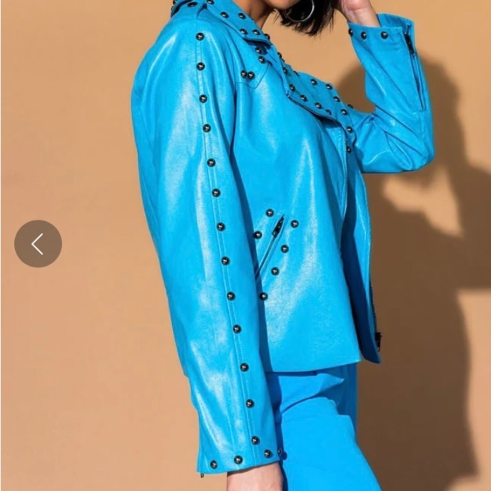 Dressed In Lala blue leather moto biker - Picture 3 of 3